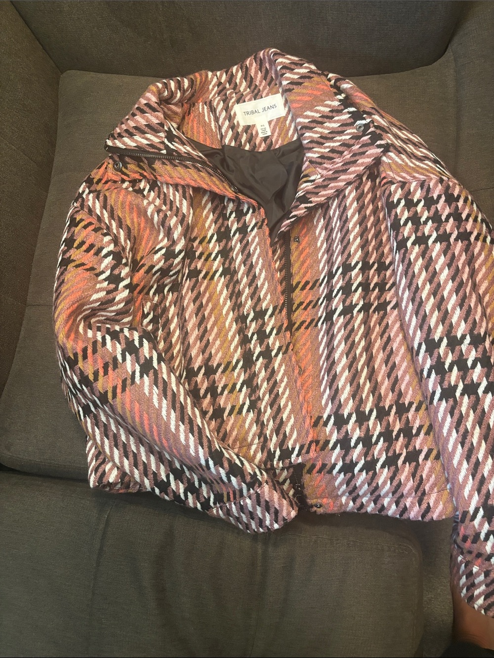 Pink Plaid Bomber Jacket